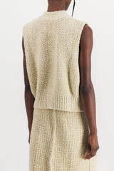 Sleeveless potato bag boucle sweater