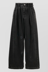 Washed black baggy wide leg jeans