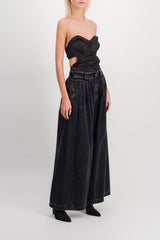 Washed black baggy wide leg jeans