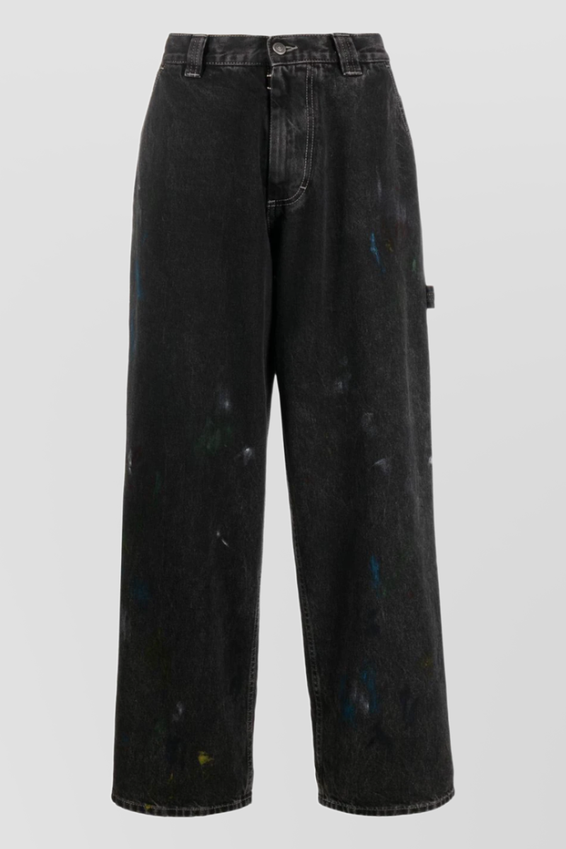 Maison Margiela - Washed black cropped boyfriend wide leg jeans