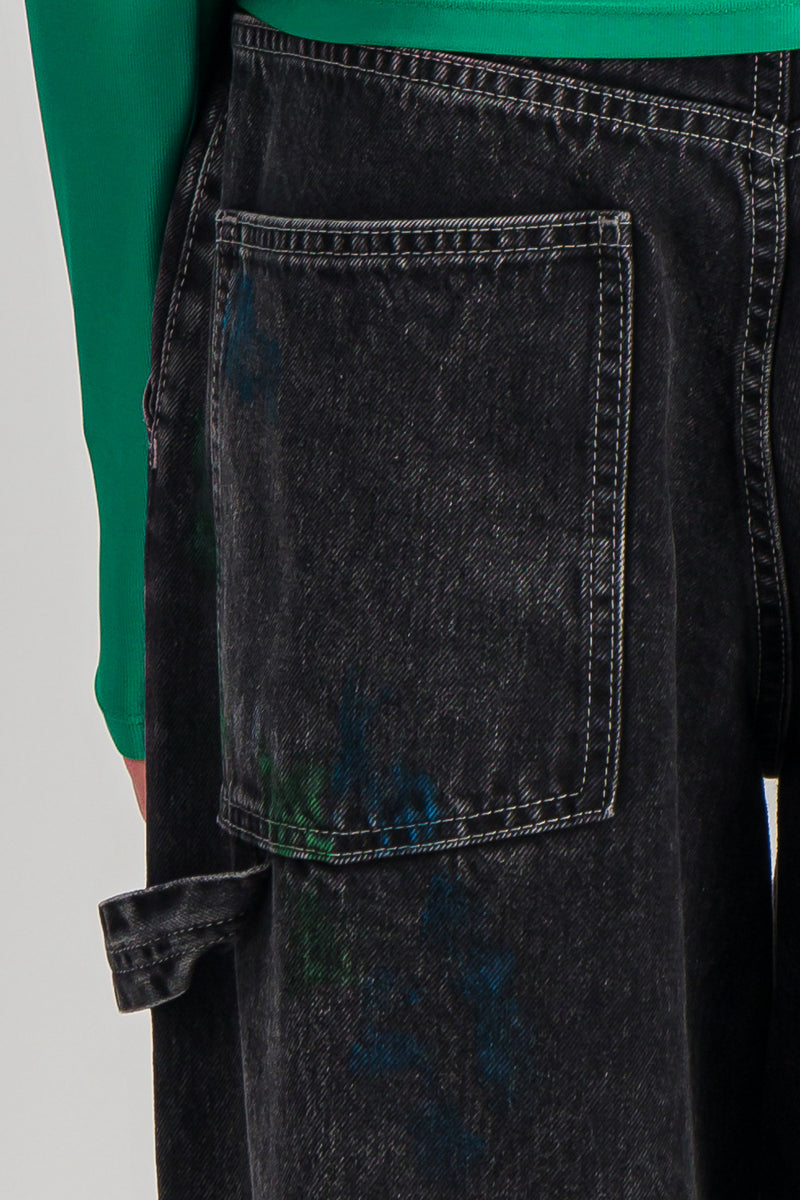 Maison Margiela - Washed black cropped boyfriend wide leg jeans