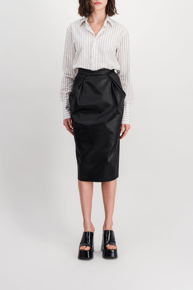 Maison Margiela - Vegan leather draped pencil midi skirt