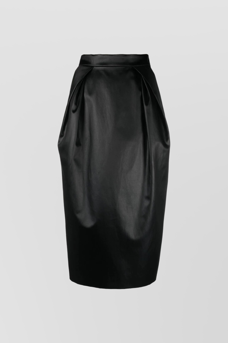 Maison Margiela - Vegan leather draped pencil midi skirt