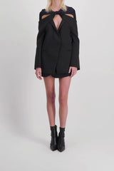 Twisted cut out tailoring long blazer