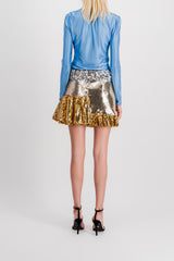 Sequin mini-skirt with buffy hem