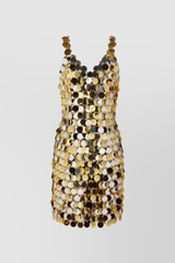 Silver-gold sparkle v-neck mini dress