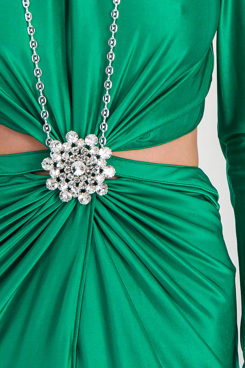 paco rabanne green dress Rabanne Lace-Trim Pleated Slip Dress In Green - 50% Off