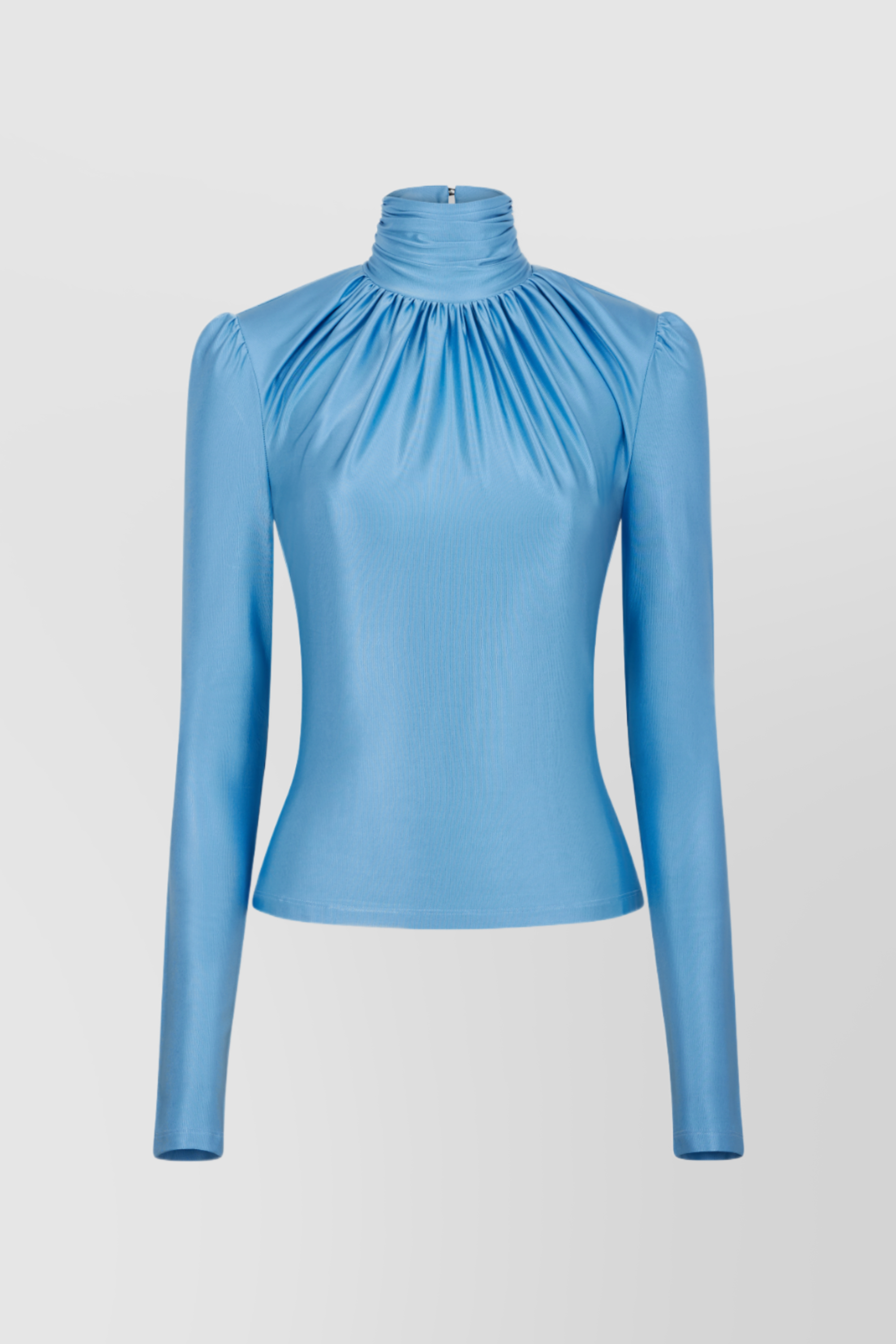 Paco Rabanne – Draped blue high-neck top – Renaisa