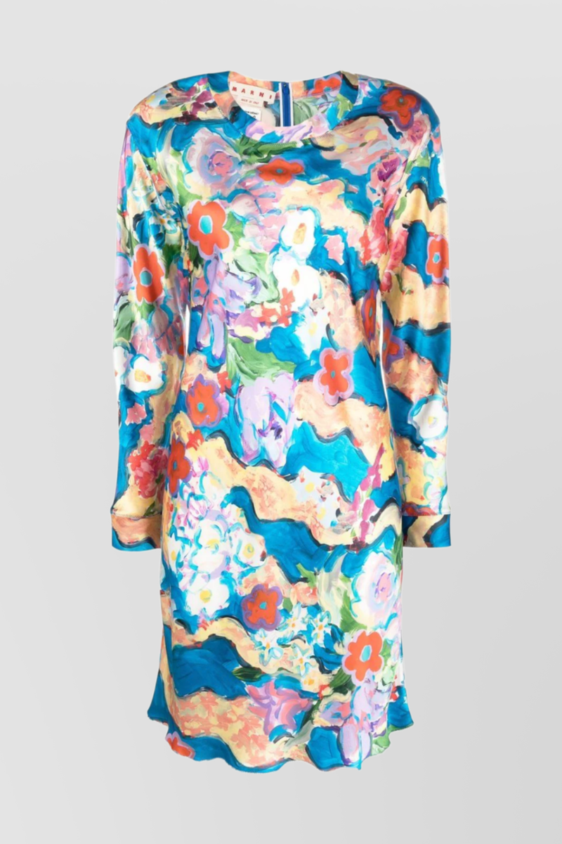 Marni - Shiny flower printed mini dress