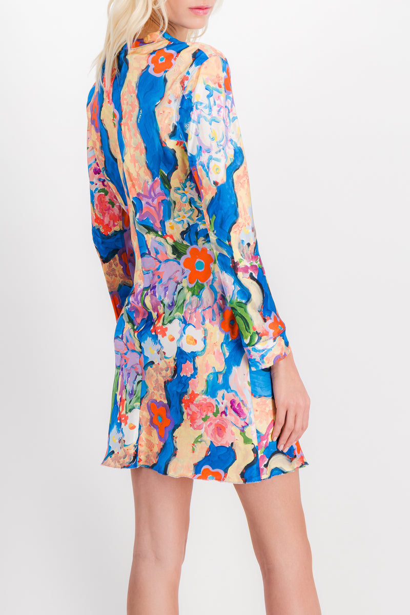 Marni - Shiny flower printed mini dress