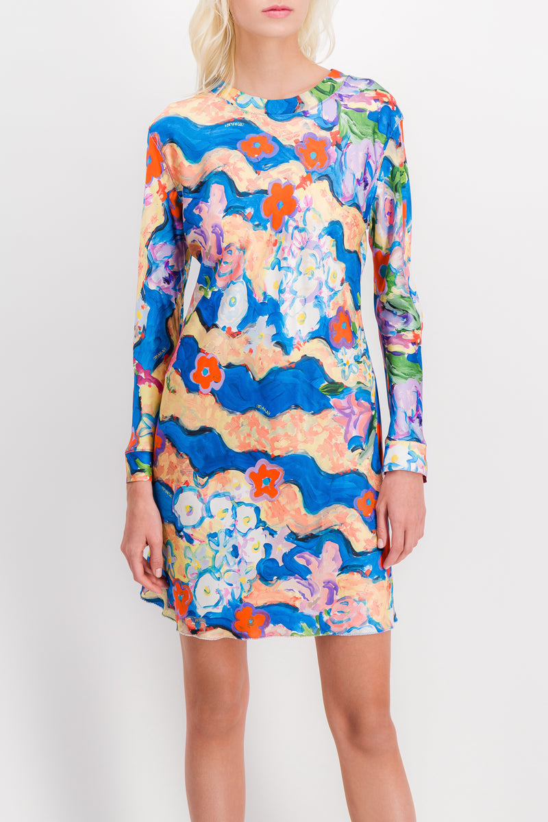 Marni - Shiny flower printed mini dress