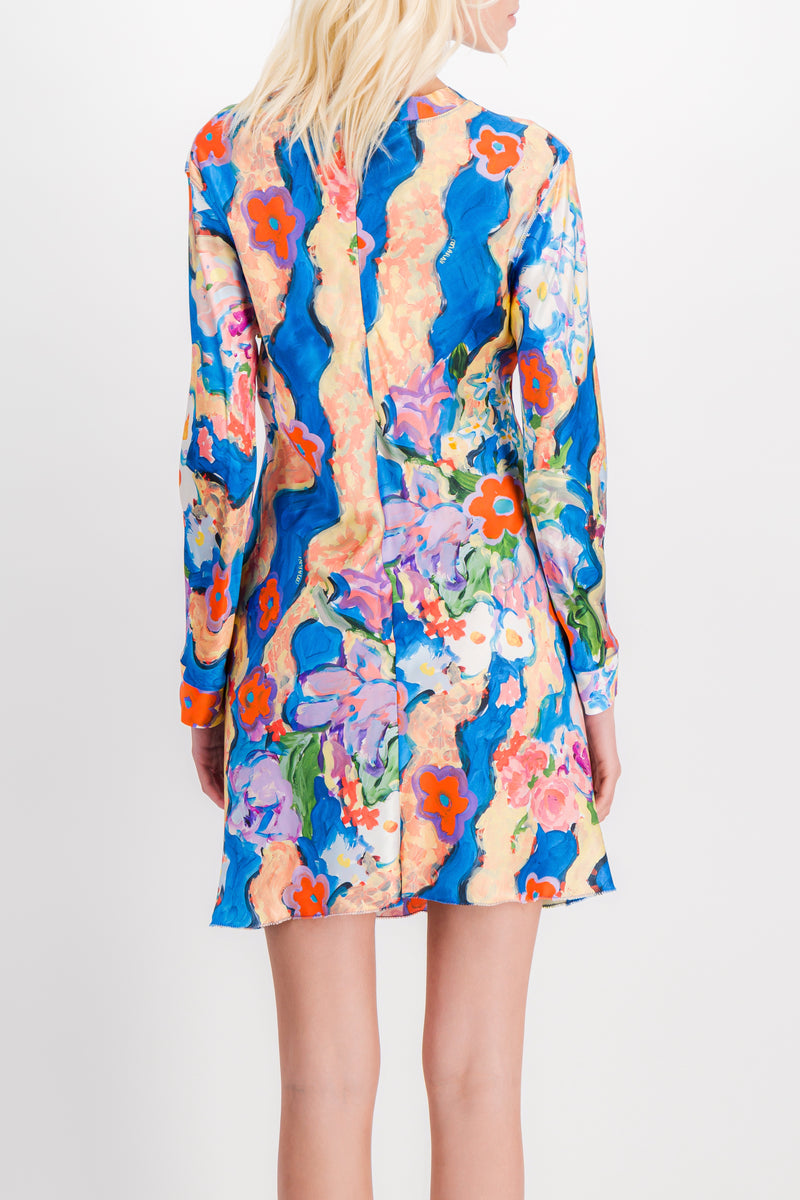 Marni - Shiny flower printed mini dress