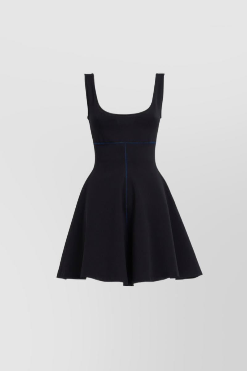 Marni - Flared A-line mini dress with contrast stiching
