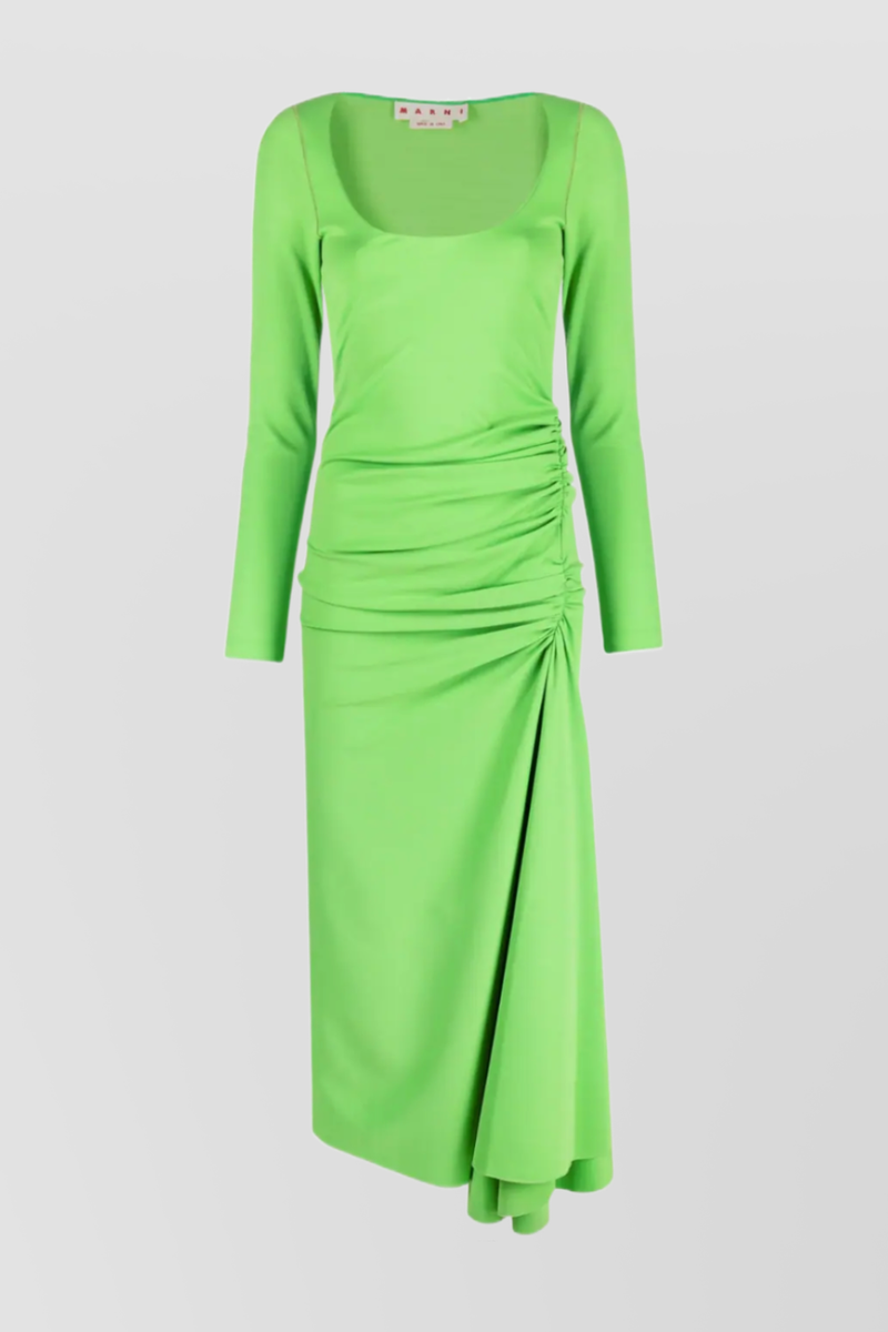 Marni - Asymmetric draped long sleeve midi dress