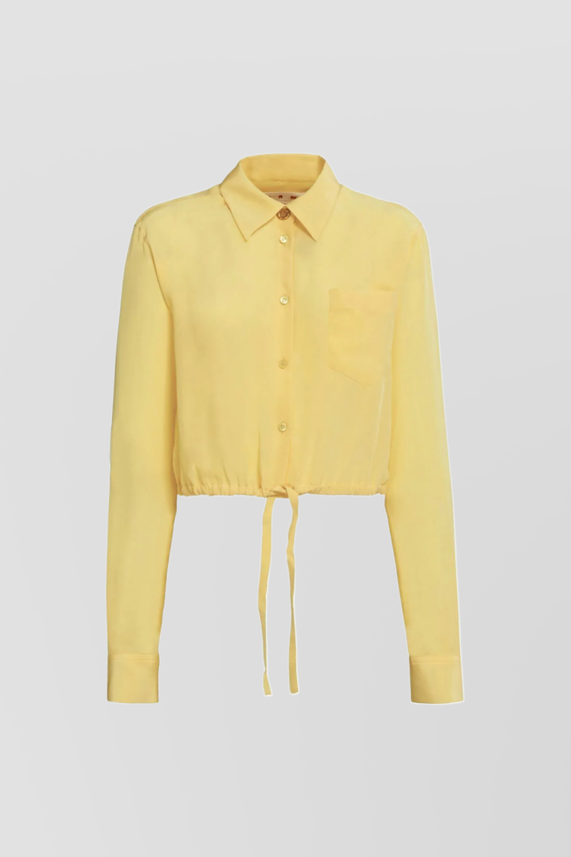 Marni - Cropped yellow satin shirt