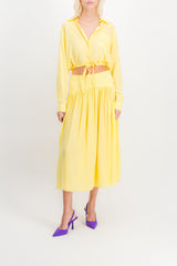 Cropped yellow satin shirt