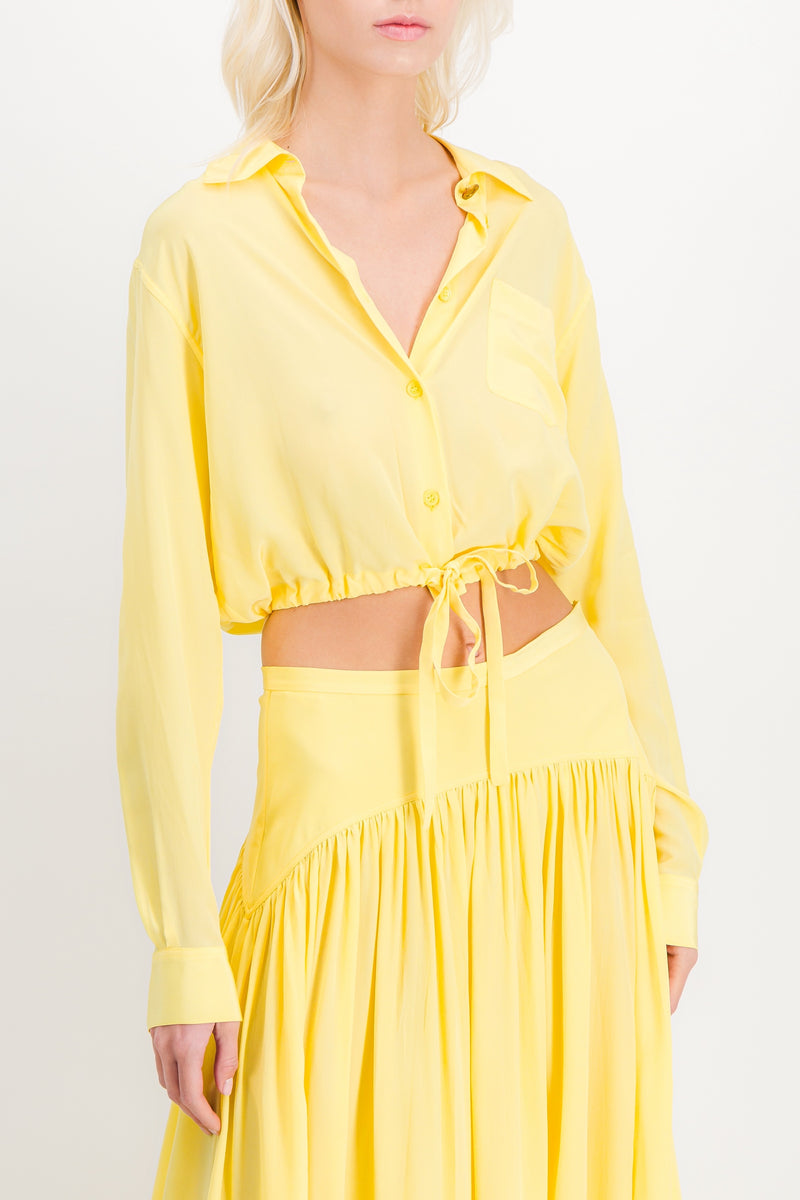 Marni - Cropped yellow satin shirt