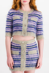 Stripped mohair cropped cardigan