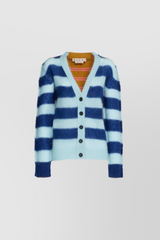 Stripped multi-color mohair cardigan