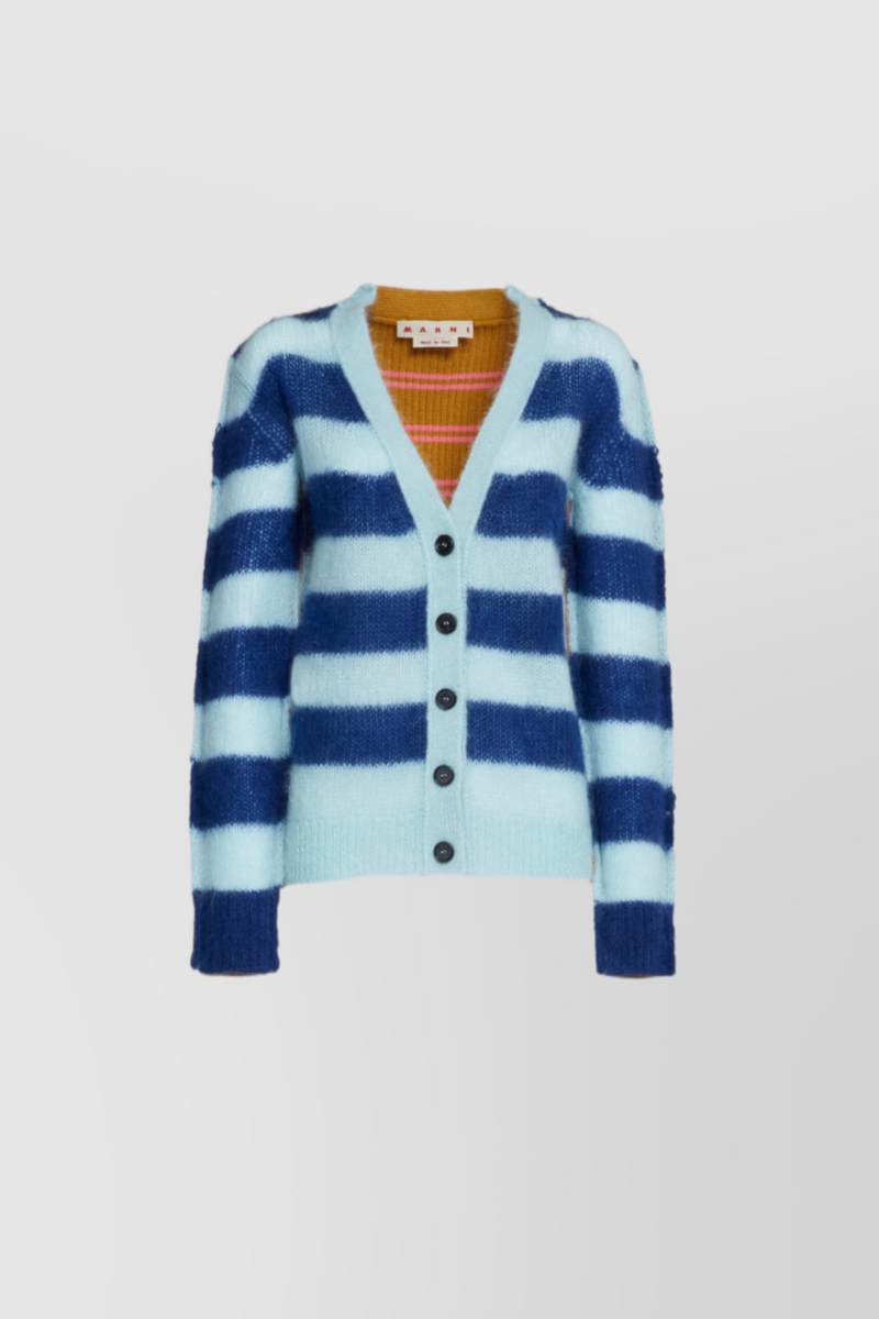Marni - Stripped multi-color mohair cardigan
