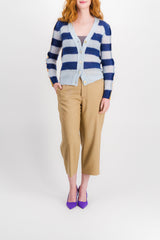 Stripped multi-color mohair cardigan