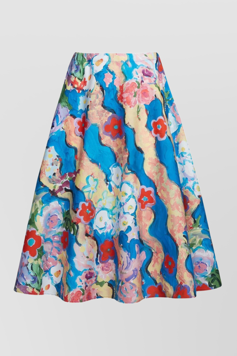 Marni - Multi color printed pleated A-line midi skirt