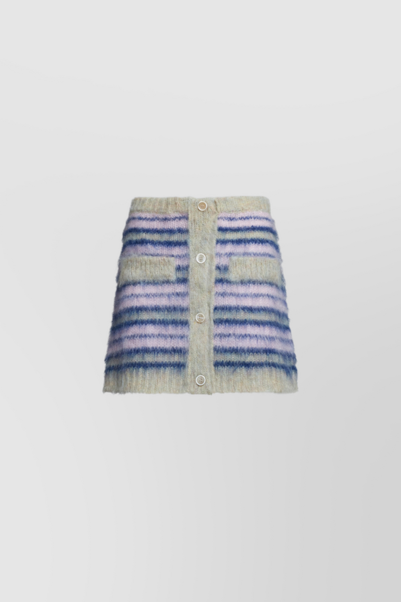 Marni - Stripped mohair front-buttoned mini skirt