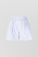 Light blue striped cotton shorts