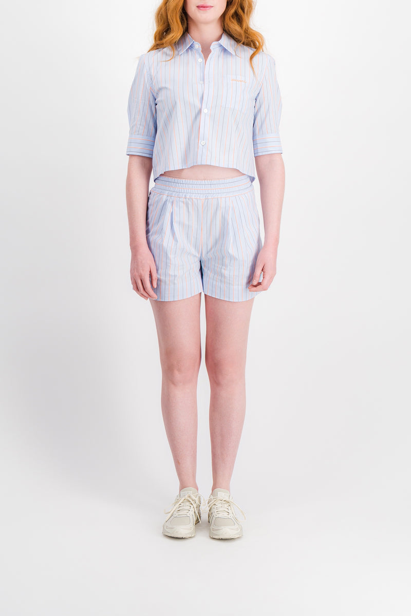 Marni - Light blue striped cotton shorts