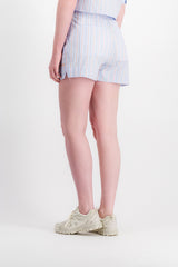 Light blue striped cotton shorts