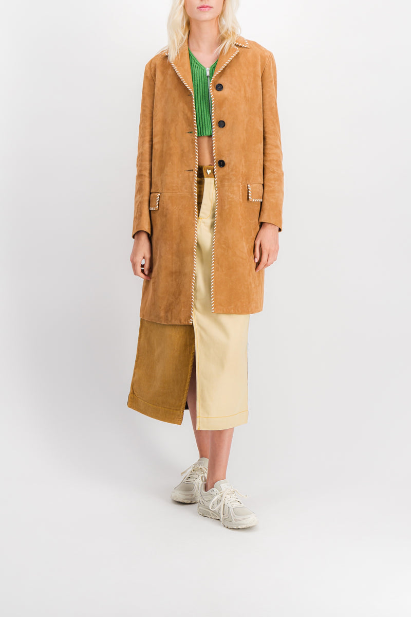Marni - Lamb leather camel dustercoat