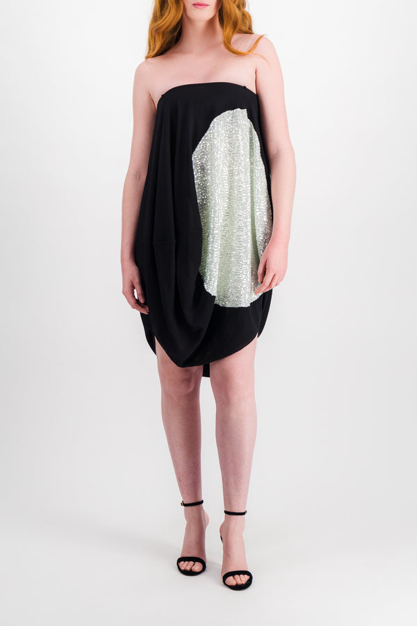 Cocoon shaped midi dress with sparkles