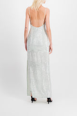 Sequin-embellished slip maxi dress