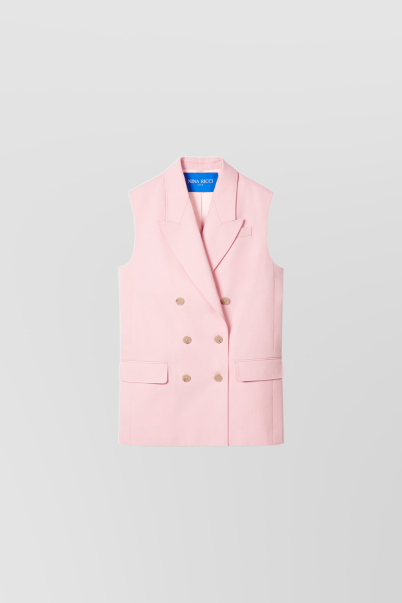 Nina Ricci - Double breasted sleeveless wool gabardine blazer