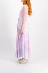 Tie dye printed pleated slip dress