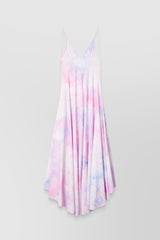 Tie dye printed pleated slip dress