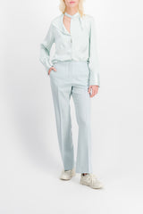 Fluid asymmetric silk light blue shirt