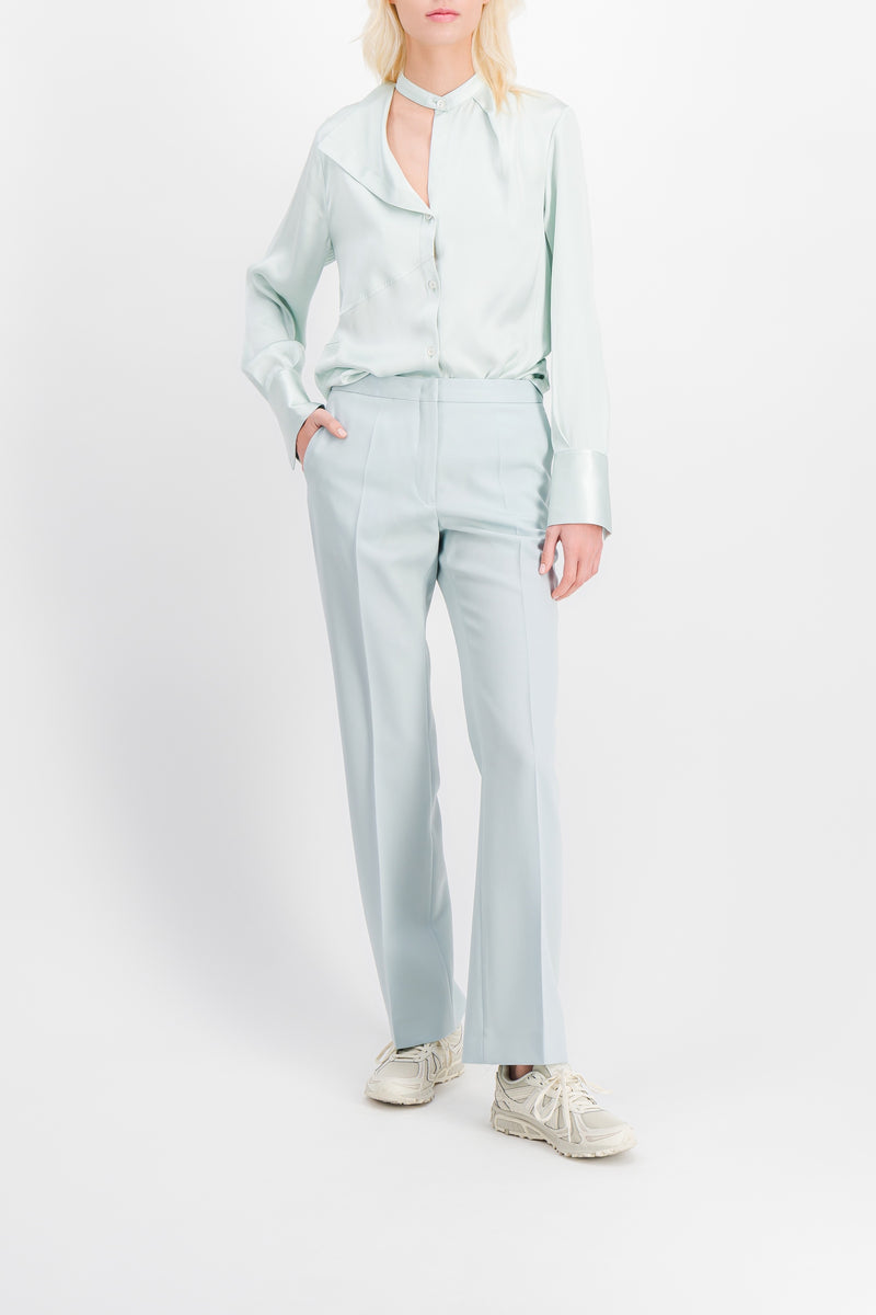 Jil Sander - Fluid asymmetric silk light blue shirt