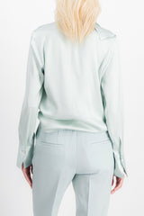 Fluid asymmetric silk light blue shirt