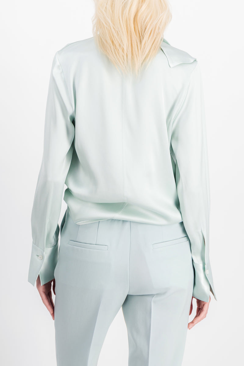 Jil Sander - Fluid asymmetric silk light blue shirt