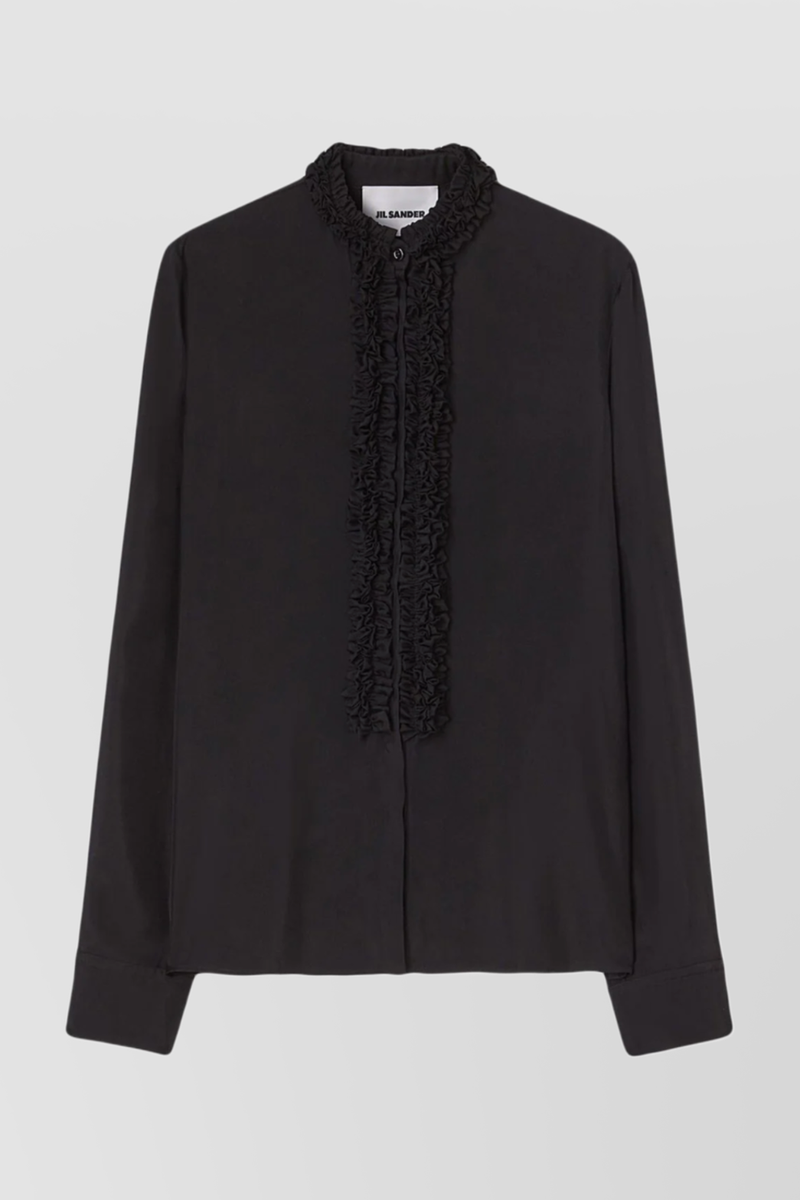 Jil Sander - Washed fluid viscose shirt with ruffled colllar and buttonlining