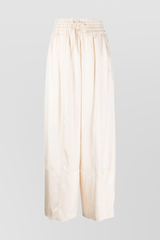 Ivory extra wide leg pants in fluid washed viscose with drawstring wide belt