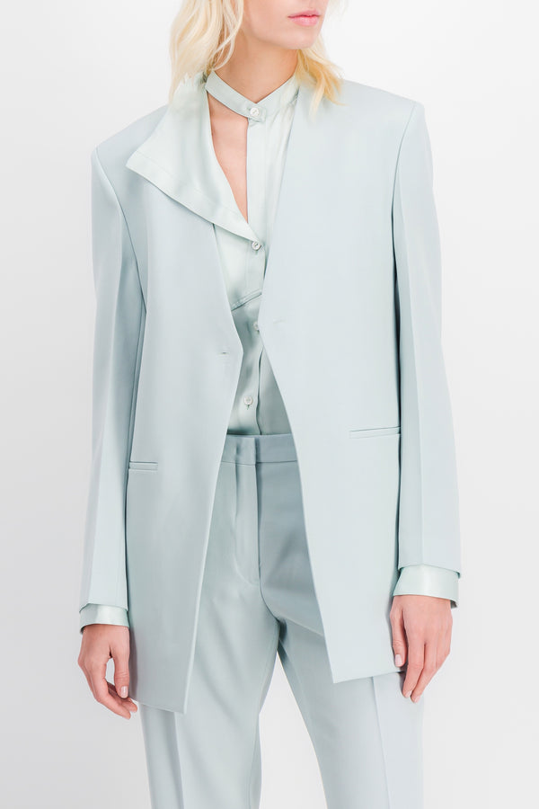 Single buttoned tailoring blazer in compact wool grain de poudre