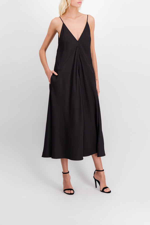 Fluide viscose twill midi slip dress