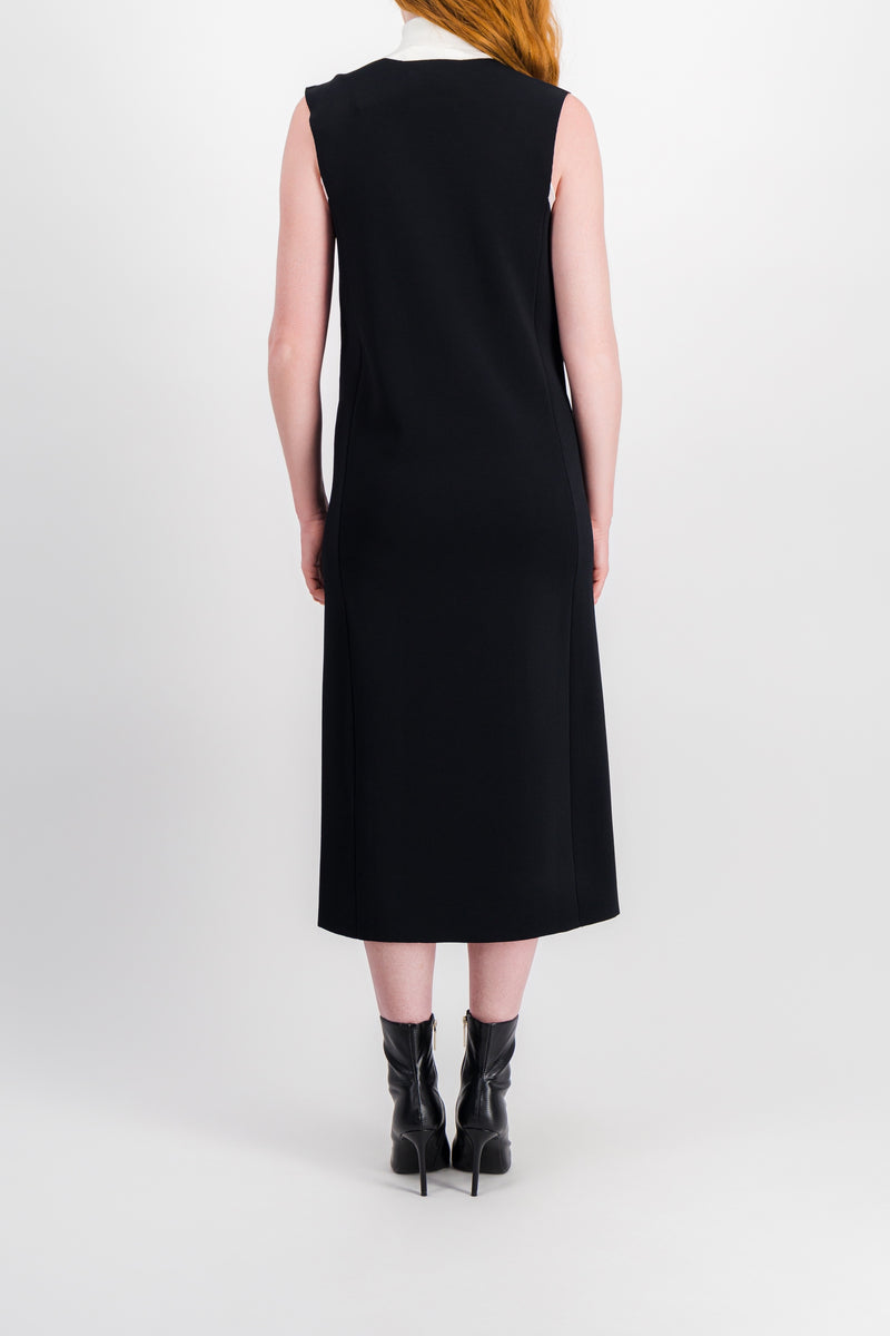 Jil Sander - Deep v-neck fine viscose straight midi dress