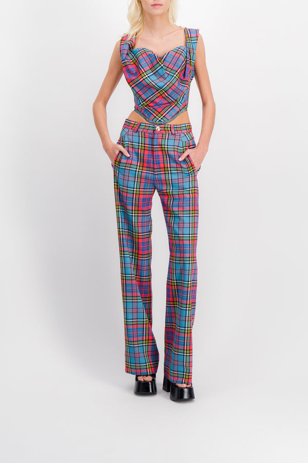 Straight leg tartan pants