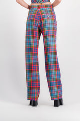 Straight leg tartan pants