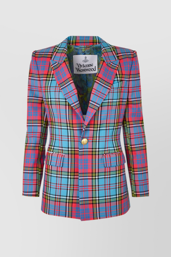 Tartan wool tailoring blazer