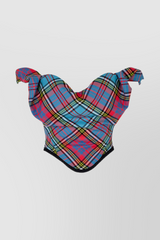 Tartan wool off-shoulder corset