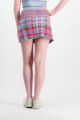 Tartan knit mini skirt